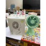 全新綠色桌上型風扇， 夾式，MINI FAN有3檔風速及LED燈，有附充電線，擺頭