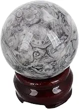ULTECHNOVO Natural Crystal Sphere with Elegant Wooden Stand Feng Shui Desktop Decoration for Home Meditation Yoga Decor Crystal Ball Ornament for Visual Enjoyment