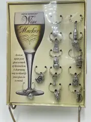 Boston Warehouse 12 Wine Charm Markers New in Box