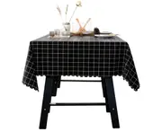 110X170CM Black Checkered Printed PVC Tablecloth Pastoral Style Hotel Table Cloth Oil-proof Waterproof and Anti-scalding