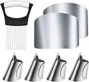 1PCS Onion Holder Slicer, 6PCS Finger Guard Set for Cutting, Stainless Steel Finger Protector, Thumb Guard Peelers for Onion Nuts Kitchen Tool Avoid Hurting When Slicing and Chopping