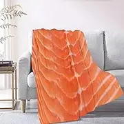 Food Fruits Salmon Blanket Gifts Ultra Soft Cozy Throw Flannel Blanket, Lightweight Fuzzy Fleece Blanket Warm Plush Throw Blankets for Couch, Sofa, Bed 40"x50" for Kids