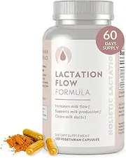 Holistic Lactation®: Lactation Flow Formula - Breastfeeding Supplement - Milk Flow Support with Probiotics - Lecithin-Free - 120 Vegetarian Capsules