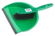 4x RS Pro DUST PAN & BRUSH SETS Soft Bristles, Rubber Lip, Hanging Hook GREEN