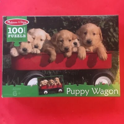 cute PUPPY WAGON jigsaw puzzle by MELISSA & DOUG--(age 6 +) 100 pieces - NEW
