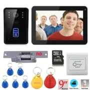 9" Video Door Phone Intercom System Night Vision 8G TF Card+Electric Strike Lock