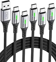 INIU USB C Cable, [5 Pack 3.1A] QC Fast Charging USB Type C Cable, Nylon(0.5+1+1+2+2m) Phone Charger USB A to USB C Cable for iPhone 16 15 Pro Max Samsung Galaxy S21 S20 S10 Plus Note 10 LG