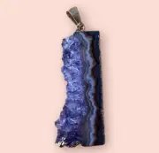 Amethyst Geode Slice Pendant Gold Electroplated 4cm