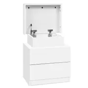 Bedside Table With 2 Drawers & Top Chest White