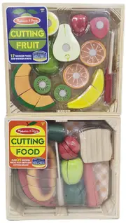 Melissa & Doug Cutting Food + Cutting Fruit Wooden Play Food Set
