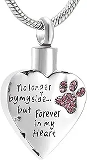 DOTUIARG Pet Memorial Jewelry-Carved No Longer by My Side,But Forever in My Heart Cremation Urn Pendant for Ashes