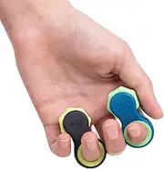YOGI Fidget Toy, Stress Reducer, Perfect for ADHD, ADD, Anxiety and Autism, For Kids and Adults, Sensory Toy, Fidget spinner with five ring sizes, Easy to use and fun (Black & Blue (2 pack))