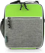 EAGLEMATE Insulated Lunch Bag – Portable Lunch Tote with Clip-on Buckle, Leakproof Interior, Front Pocket & Side Mesh – 7.5L Small Lunch Box for Work, School-BPA Free (Green/Gray)