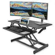 Altus Sit Stand Desk Converter 880mm Large Tabletop Riser Workstation Black - Black | Desk