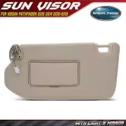 Front Driver Beige Sun Visor with Light & Mirror for Nissan Pathfinder 2013-2019