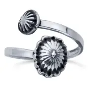 Sterling Silver Concho Bypass Ring, Adjustable