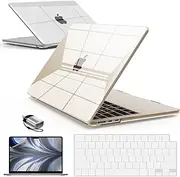 IBENZER Compatible with 2025 2024 2023 2022 MacBook Air 13 inch Case M3 A3113 M2 A2681, Hardshell Case & KeyboardCover & ScreenFilm & Type-C Adapter for Mac Air 13.6, Crystal Clear, AT13-KK-CYCL+2TC