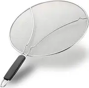 Grease Splatter Screen for Frying Pan 33cm, Grease Strainer Stops 99% of Hot Oil Splash, Splatter Guard for Cooking Protects Skin from Burns, Stainless Steel Splash Guard Skillet Lid Keep Kitchen Clean