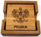 Bamboo Polska Coaster Set With Holder