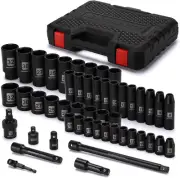 49 Pieces 1/2-Inch Drive Impact Socket Set, Deep/Shallow, (8Mm-32Mm), CR-V, Metr