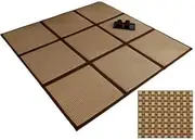 Japanese Tatami Mat 71"x71" Portable Folding Mat Futon Mattress Firm Traditional Floor Bed Multi Scene Floor Mattresses Yoga Living Room(Khaki,71x71inch)