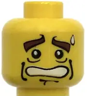 Lego New Yellow Minifigure Head Dual Sided Thick Brown Eyebrows Determined Look