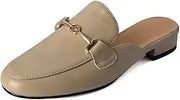 [Generic] Flat Mules for Women Buckle Slip On Loafer Shoes Round Toe Backless Walking Mules Shoes