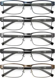 5PCS Reading Glasses Men - Blue Light Blocking Computer Metal Thin Frame Readers