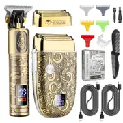 New All Metal Oil Head Carving Hair Trimmer Men's Vintage Bald Hair Clipper Suit Multi-function Electric Shaver Grooming Kit