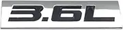 KBTBSCCPLG Car Styling Metal 3.6L Logo Emblem Turbo Badge Sport Sticker Decal Car Accessories Car Logo(Silver with B)