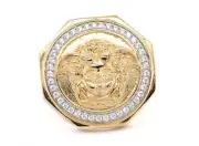 OCTAGON MEN'S RING 14K YELLOW GOLD PLATING WITH ZIRCON