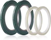 SAVITA 4 Rolls of Flower Ribbon, 6 mm x 33 m / 6 mm x 20 m Flower Tape, Floral Tape, Decorative for Bouquets, Stems, Vases, Artificial Flowers Wreath (Clear, Green)