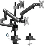 Brateck Triple Monitor Aluminum Slim Pole Held Mechanical Spring Monitor Arm Fit Most 17"-27" Monitors Up to 7kg per Screen VESA 75x75/100x100