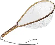 Riverruns Fly Fishing Net Landing Net Wooden Net Soft Rubber Mesh Trout Net Freshwater Saltwater Fishing Net with Safety Cord Net Gifts for Father Men