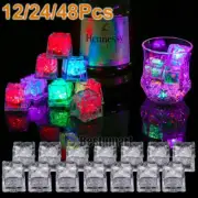48x LED Ice Cubes Glowing Party RGB Flash Light Luminous Neon Bar Pool Wine Lamp