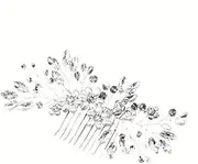 Crystal Wedding Hair Comb Pearl Flower Side Combs with Rhinestone for Brides, Bridesmaids and Women (Silvery, One Size)