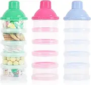 3 PCS 5 Layers Baby Milk Powder Dispenser, Formula Dispenser, Formula Dispenser Portable Milk Powder Formula Dispenser Container Pot Box Milk Cans Snack Storage Box for Travel(Blue + Green+ Pink)