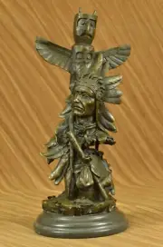 HUGE Indian Native American Art Chief Eagle Portrait Bust Bronze Marble Statue