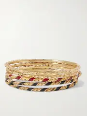 [MAISON MAYLE] MAISON MAYLE - Passerby Set Of Five Gold-plated And Enamel Bangles - One size One size Gold
