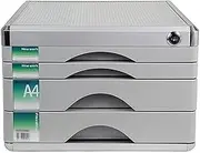 VUCICA File Storage Cabinet，4-Layer with Lock and Index Tag, Desktop File Cabinet, Aluminum Alloy, for Office Supplies Storage