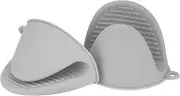 tifanso Silicone Oven Mitts Pot Holders for Kitchen Heat Resistant Small Kitchen Mittens Rubber Air Fryer Mitts Mini Pot Pinch Grip for Cooking and Baking 1 Pair (Grey)