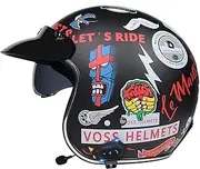 Bluetooth Motorcycle 3/4 Helmet with Integrated Headset and Microphone, Vintage Style Men Women Motorcycle Half Helmets, DOT/ECE CertificationJet Helmet with Retractable Sun Visor E,L=59-60CM
