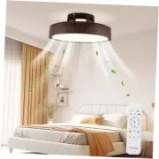 Ceiling Fans with Lights and Remote, Flush Mount Modern Bladeless 17.7″ Walnut