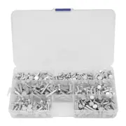350pcs M4 Flat Head Solid Aluminum Rivets Assortment Kit 4/6/8/10/12/16/20mm