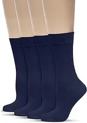 belinoplus Women's Bamboo Dress Socks - UltraSoft, Thin, Breathable, Seamless Toe - Non-Binding - Crew Socks for 4 Pairs