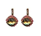 Earrings By Mariana Woman Faceted Smoked Topaz and Pink Swarovski Crystals