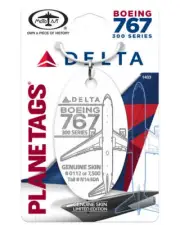 Delta Airlines Boeing 767-332 Tail #N143DA White Aluminum Jet Plane Skin Bag Tag