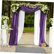 Pardecor Chiffon Wedding Arch Draping Fabric 2 29“x6 Yard White and Purple