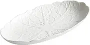 OHPHCALL Ceramic Fish Steaming Tray Oval Food Serving Platter Elegant Fish Plate for Home Kitchen Restaurant Use for Appetizers Special Occasions