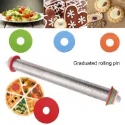 Stainless Steel Adjustable Rolling Pin Pastry Set Thickness Ring Non Stick NEW